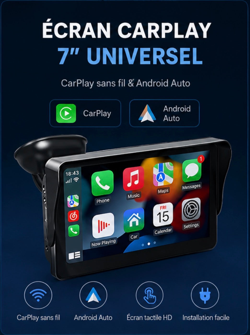 ECRAN CARPLAY 7" UNIVERSEL 2